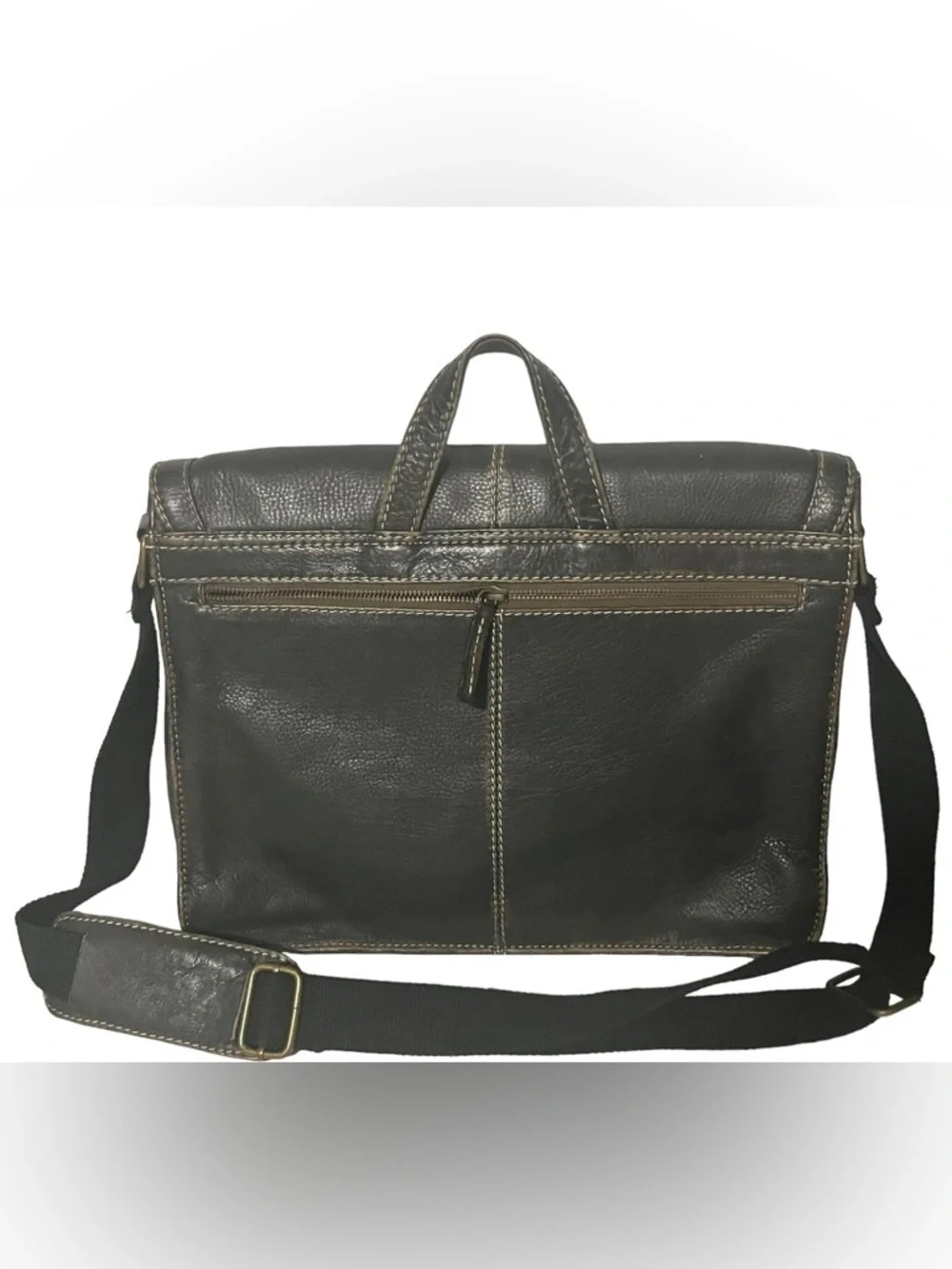 Black Rivet Distressed Black Leather Messenger Bag for Men